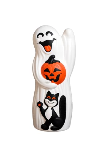 Halloween Blow Mold Ghost with Black Cat