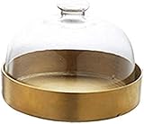 CHFYIJYHM Plato de postre de acero inoxidable dorado transparente, cubierta antipolvo para decoración de fiesta de Navidad, soporte para tartas, bandeja de almacenamiento