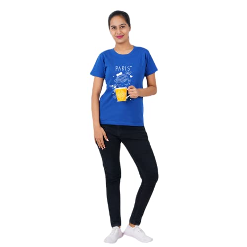 Image of Women's Cotton Regular Fit Half Sleeve Paris Gap Printed Casual Tshirt