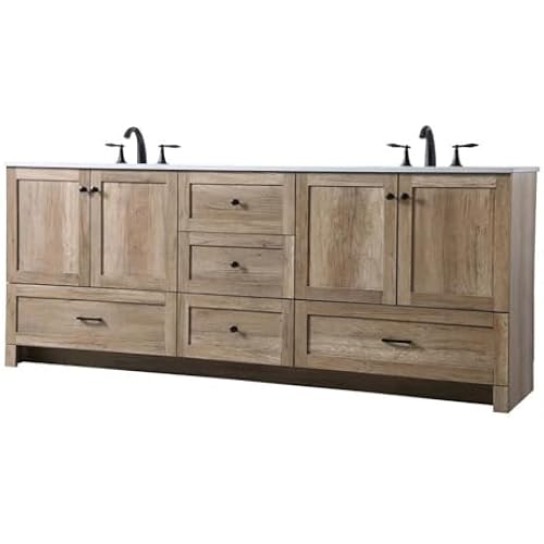 Elegant Kitchen and Bath Soma 84" Solid Wood Double Bathroom Vanity in Oak