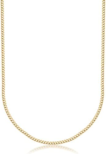 PORI JEWELERS 10K Gold 2.0mm Cuban/Curb Link Chain Necklace-Multiple lengths available-Made In Italy (Yellow, 16)