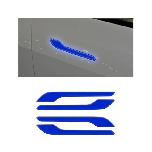 Suvnie 4 PCS Car Door Handle Sticker, Anti-Scratch Door Handle Reflective Decal Wrap Kit, Waterproof Side Door Handle Decorative Protector Compatible with Model 3 Model Y (Blue)