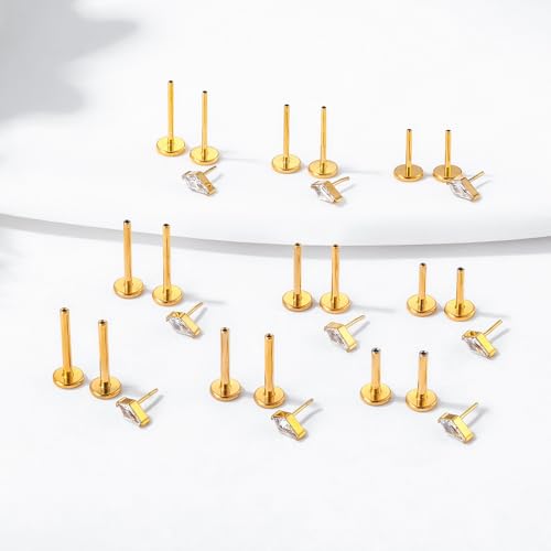 G23 Titanium 16g 18g 20g Flat Back Studs Earrings | F136 Implant Grade Titanium Press Fit Threadless Push in Labret Cartilage Helix Lip Monroe Tragus Conch Piercing Jewelry4