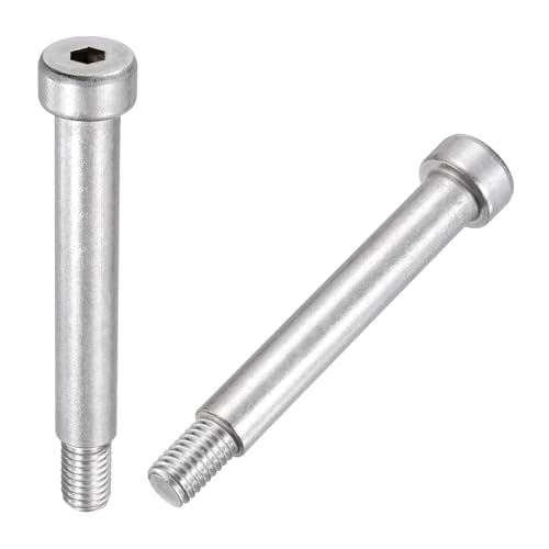 MECCANIXITY 2 Pcs 304 Stainless Steel Shoulder Bolt 12mm Shoulder Dia 70mm Shoulder Length M10x1.5 Thread Hex Socket Shoulder Bolts for Hydraulic Injection Molding Machinery Industries