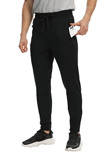 Men's Jogger Sweatpants with Zipper Pockets Track Joggers Workout Gym Sweat Pants for Men(1/2 /3Pack)3