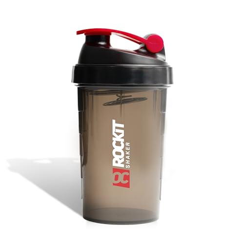 ROCKITZ Protein Shaker | garantiert auslaufsicher | patentiertes Mischsystem | Shaker Proteinpulver - Eiweiß Shaker | Made in Germany | Fitness Trinkflasche | BPA frei (Schwarz | Rot, 650ml)
