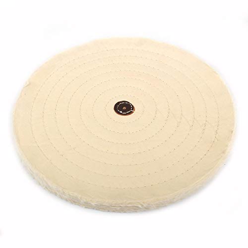 14 Inch Cloth Buffing Polishing wheel with 4mm Arbor for Bench Grinder Buffer Tool, White, 50 Ply