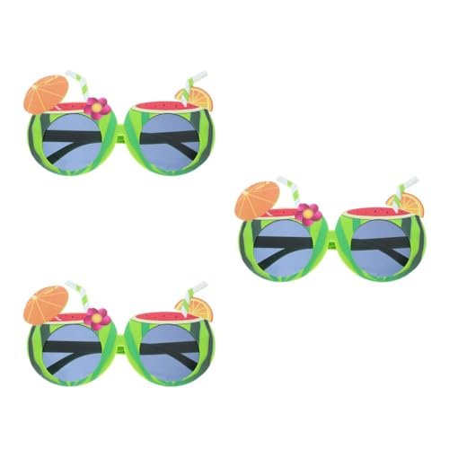 LOGOFUN 3PCS Novelty Fruit Sunglasses Hawaiian Glasses Funny Watermelon Eyewear Props for Tropical Summer Beach Luau Party Costume Accessories