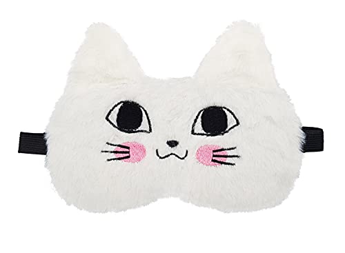 Image of Jenna Sleeping Eye Mask for Sleeping for Women Sleep Mask Blind Fold Eye Cover for Sleep Soft Plush Frog Eye Mask for Kids and Adults Eyemask Lightweight & Durable (FurTomcatWhite-Gel)