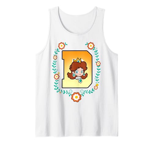 Super Mario Princess Daisy University Letter Portrait Logo Tank Top