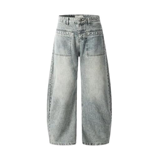 Men's Jeans American Style Denim Pants Loose Curved Knife Straight Wide Leg Trousers