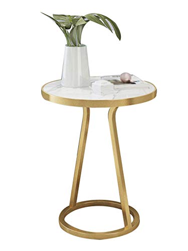 HTLLT Storage Table Metal Round Table Marble Non-Slip Moisture Proof C