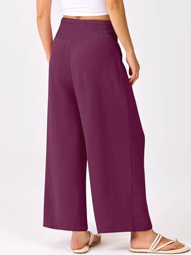 Image of ANRABESS Womens Wide Leg Palazzo Pants with Pockets | Lightweight Breathable High Waisted Pants, Beach Vacation Flowy, Lounge & Casual Summer Trousers