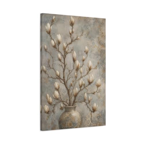 Toile magnolia beige 50x75 cm pour décoration murale de salon
