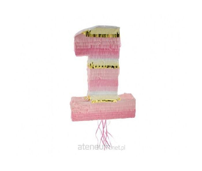 Piñata chiffre 1 or rose pour réussir l'animation de votre fête fille