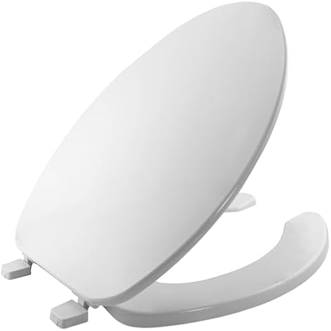 Bemis 175 000 Commercial Open Front Toilet Seat with Cover,Plastic, Elongated, White Cover