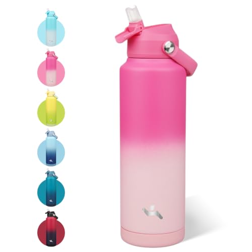 Image of Konokyo 40 oz Insulated Stainless Steel Sports Water Bottle with Straw Lid