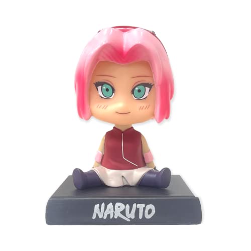 Image of AUGEN Super Hero Sakura Haruno Action Figure Limited Edition Bobblehead with Mobile Holder for Car Dashboard, Office Desk & Study Table (Pack of 1)