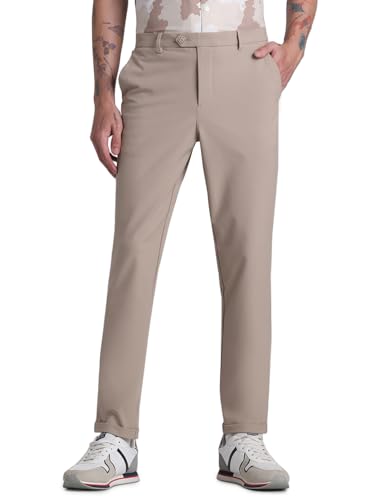 Image of Jack & Jones Men Solid Slim Fit Mid Rise Stretchable Pants
