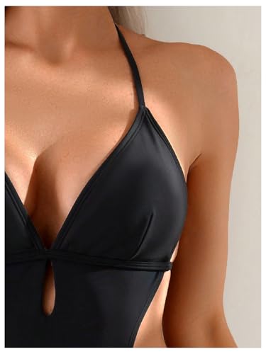 SOLY HUX Women's One Piece Bathing Suits Halter Neck Cutout String Cheeky Swimsuits Beachwear4