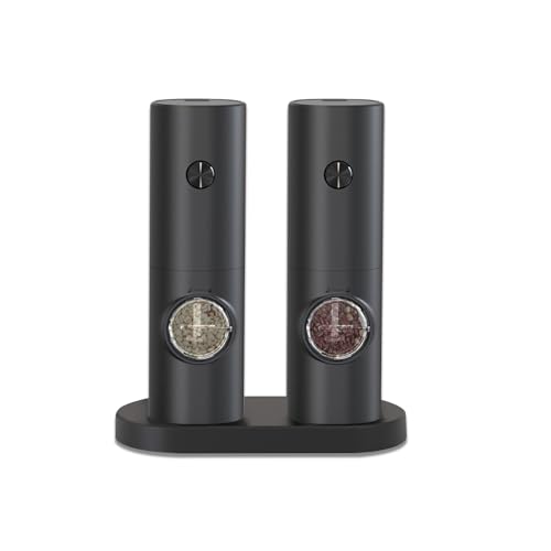 Rechargeable Electric Salt and Pepper Grinder Set - USB Powered, No Batteries Required, Adjustable Coarseness, Fast Ceramic Grinder, LED Light, One-Hand Operation