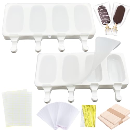 Grandes Moldes Para Helado,Moldes Paletas Chocolate,Moldes de Helado de Silicona,moldes para helados silicona sin bpa para niños,Reutilizable,Aplicar para Hacer forma de helado (C)