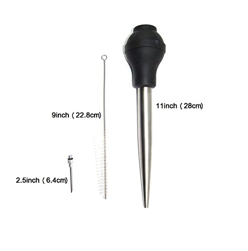 Stainless Steel Turkey Baster Food Grade High Temperature Resistant Silicone Oil Injector Marinades Ball Syringe Needle And Brush Easy To Clean #TOP4