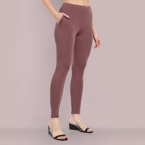 Image of ONE SKY Women Full Length Leggings | Cotton Modal Spandex Blend | High Waist Stretchable & Bio-Washed Fabric | Colour-Lock Technology | Comfortable Leggings for Women