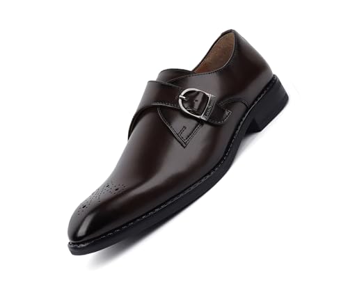 Image of LOUIS STITCH Formal Shoe For Men | Single Monk Strap | Handmade Patina Finish | Comfortable for Business Casual, Every day, Parties (LSSXSMBB)