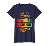 I Love National Night Out Day T-Shirt, Women, Navy Blue, XX-Large