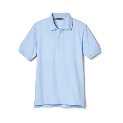 French Toast Boys' Big Short Sleeve Pique Polo Shirt (Standard & Husky), Light Blue, XL (14/16)