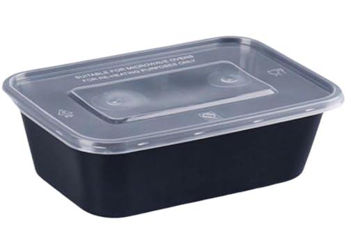 食事準備容器 500ml/650ml/750ml/1000ml 使い捨て弁当箱 蓋付き食品保存容器 再利用可能なプラスチックランチボックス キッチン-フードテイクアウトボックス 電子レンジ/冷凍庫対応 750ML 50枚