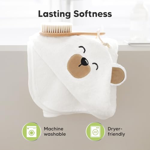 Image of KeaBabies Hooded Baby Towel for Newborn, Baby Bath Towels (Grizzly, 30x30) | Viscose Derived from Bamboo, Large Baby Towels with Hood, Boys, Girls, Toddler, Soft Absorbent Baby Bath Essentials