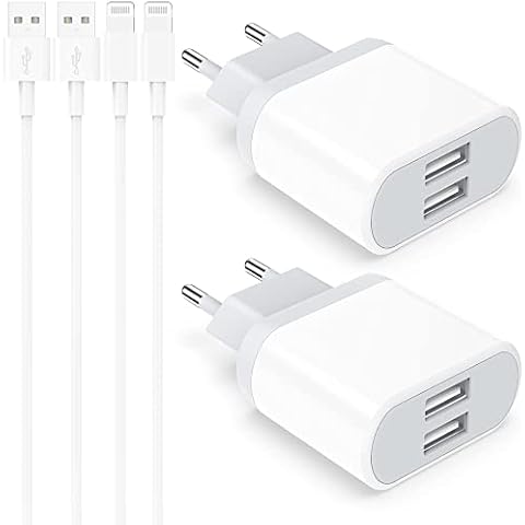 Cargador iPhone 4-Pack 2M Cable y USB Enchufe Cover