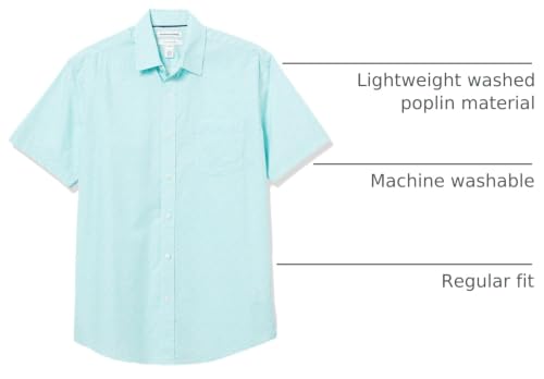 Image of Amazon Essentials Men's Regular-Fit Short-Sleeve Poplin Shirt, Collared, Washed