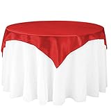LinenTablecloth 60-Inch Square Satin Overlay Red