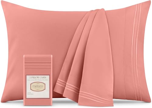 Mellanni Pillow Cases - Luxury, Extra Soft, Cooling Pillow Covers - 2 PC Iconic Collection Pillowcases - Envelope Closure (Standard/Queen 20