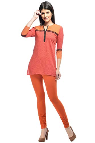 Image of Frenchtrendz Women's Cotton Spandex Stretchable Mid Rise Slim Fit Churidar Leggings Pull On