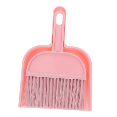 HONMEET Mini Hand Broom and Dustpan Set Lightweight Portable Cleaning Brush for Removal Tables Pet Cages and Keyboards Durable Pink Color