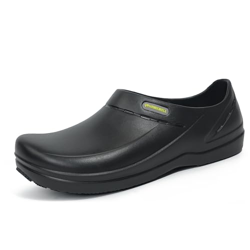 Hawkwell Professional Nursing Shoes for Men - Slip Resistant Surgical Clogs, Lightweight Waterproof Medical Work Shoes - Comfortable Shoes for Healthcare, Food Service, Garden,Black,9 M US