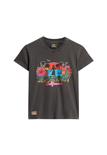 Image of Superdry Women's Cali Sticker Bodycon T-Shirt, Vintage Black, 10