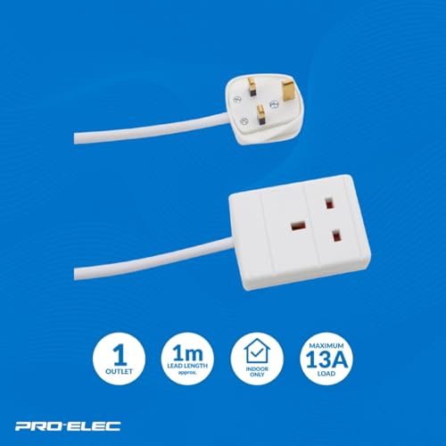 PRO ELEC PEL00898 1 Gang Extension Lead 1m, White - Image 5