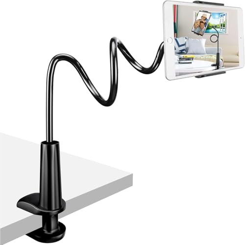 Image of MOMISY Mobile Phone Holder, 360 Adjustable Gooseneck Clamp Mount, Universal Phone Stand for Desk, Office, Home (Nut Black, 60 cm)