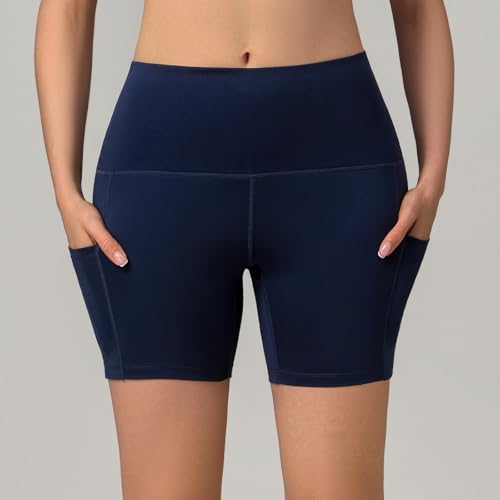 2 Packs Yoga Shorts for Women with Pockets, Spandex 5" Biker Shorts Workout Running Gym Cycling Volleyball - Image 5