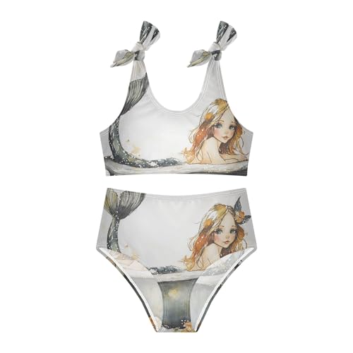Watercolor Mermaid in Tub Girls Bikini Sets 2 Piece Swimsuits Bathing Suit Swimwear3