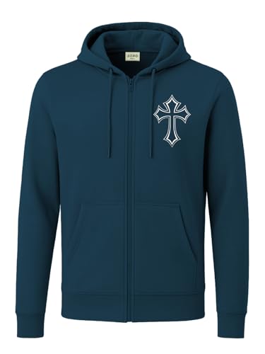 Image of ADRO Men's Regular Fit Zip-Up Hoodie for man | 320 GSM Cotton Poly Fleece Zipper Sweatshirt with Soft Fabric & Printed Hoodies