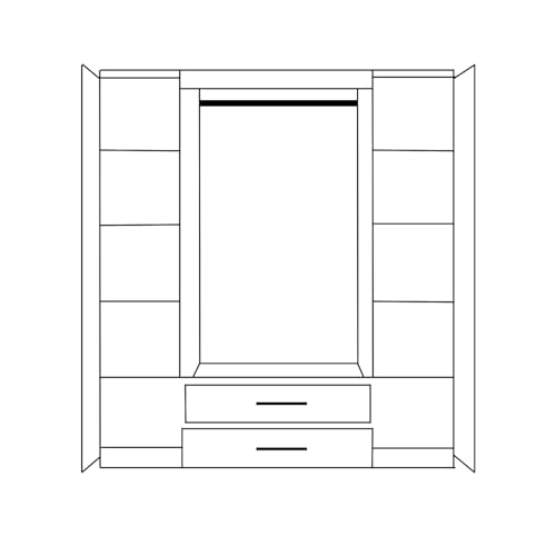 URBAN FURNISHING 4 Door Wardrobe with Drawers, Hanging Rails & Shelves Modern High Gloss Wardrobe for Bedroom (Grey) - Image 8