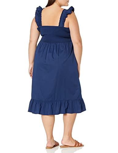 Image of The Drop Womens Kimi Ruffled Shoulder Smocked Midi Dress