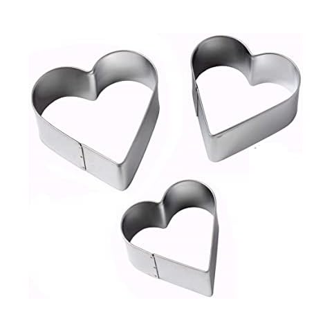 3 Heart Shaped Cookie Cutters Valentines Biscuit Craft Bake Cook Dough Pastry Cover