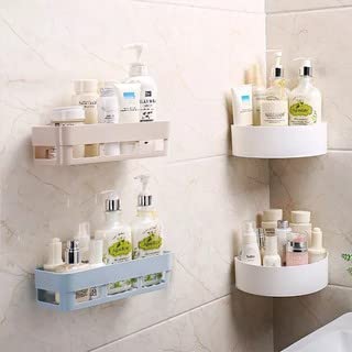 SHOPITECH Combo of 4 PCS Bathroom Shelf Rack/Kitchen Shelf/Wardrobe Shelf/Perfume Rack Plastic Wall Shelf (2 Bathroom Shelves + 2 Corner Shelf) (B09PJGMFLT) Amazon Price History, Amazon Price Tracker
